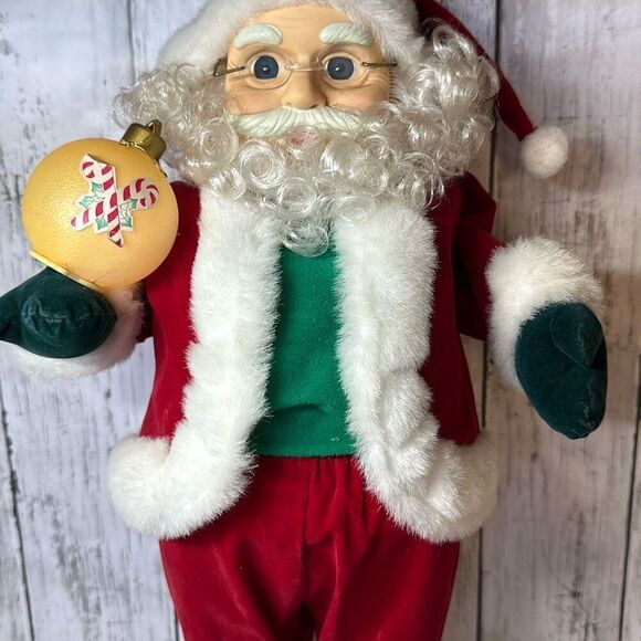 Christmas Animated Music Sound Motion Santa Claus 17” WORKS Holding Ornament - Picture 5 of 11